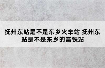 抚州东站是不是东乡火车站 抚州东站是不是东乡的高铁站